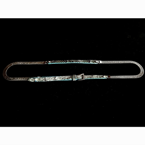 SALE💯Authentic Dolce & Gabbana Snakeskin And Metal Logo Skinny Belt - Picture 5 of 7